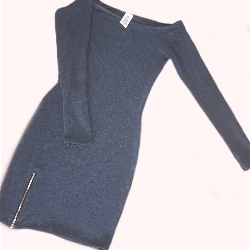 Off the shoulder long sleeve mini dress